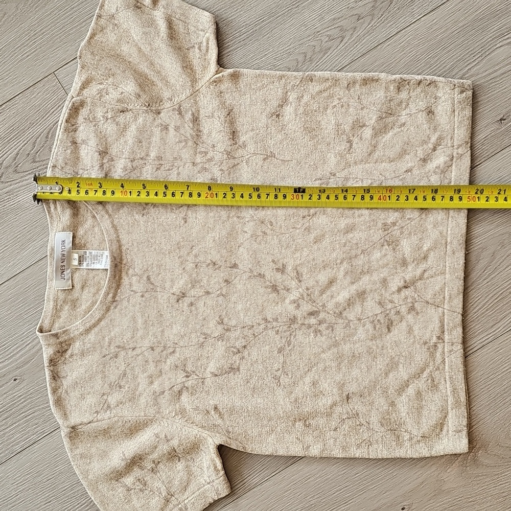 Jones NY Angora & Lambswool Scandi Girl Botanical Print Short Sleeve Shirt, Sm - Picture 11 of 12